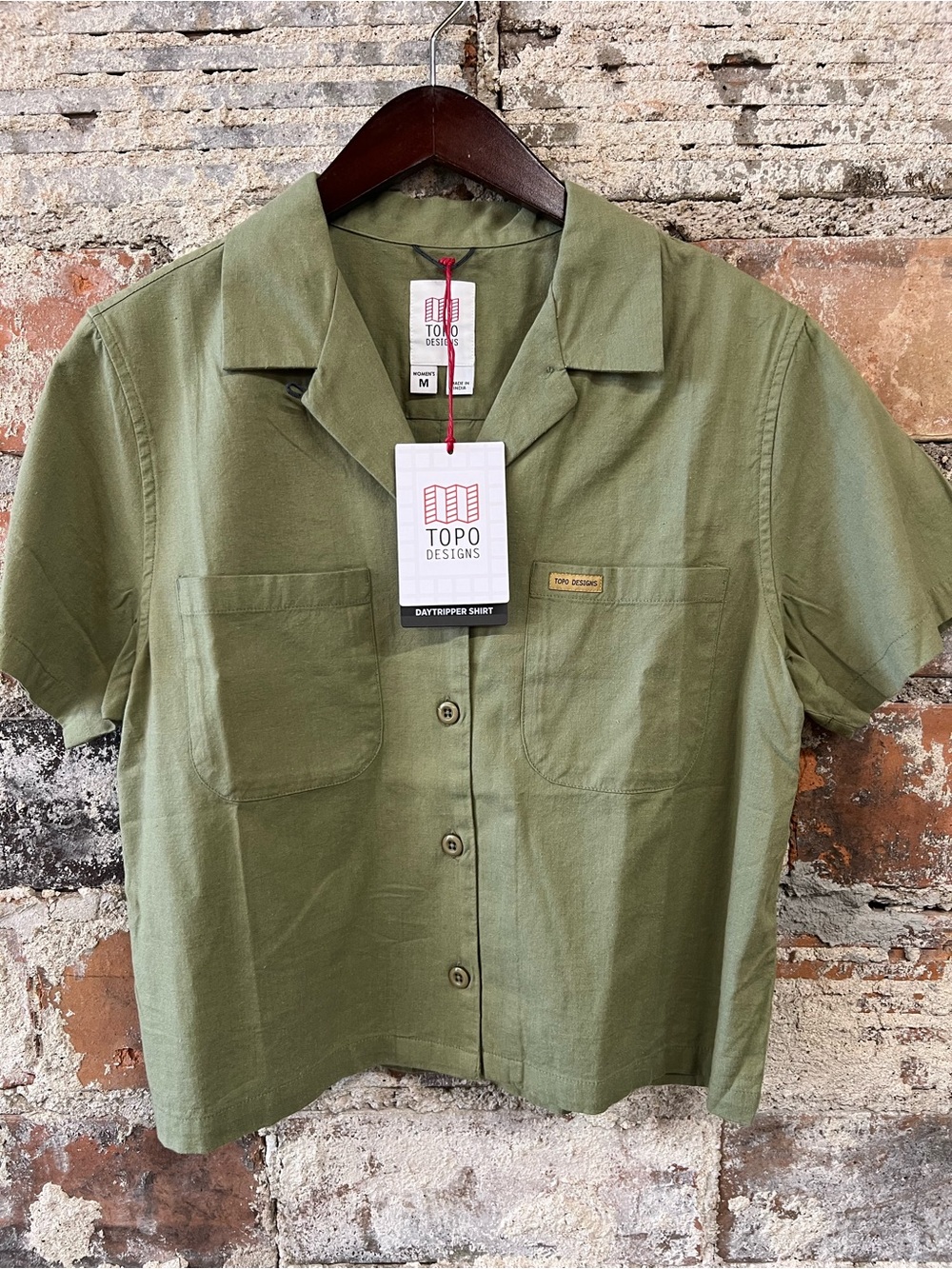 Topo Designs Daytripper short sleeve Women's Olive Button-Down Shirt XS & M